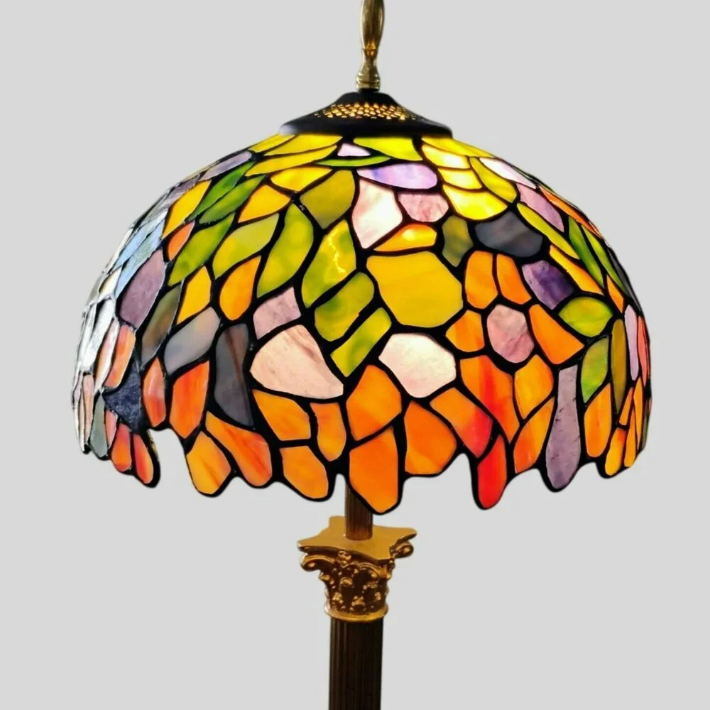 Vintage Dale Tiffany Stained Glass Lamp Shade, Signed 12